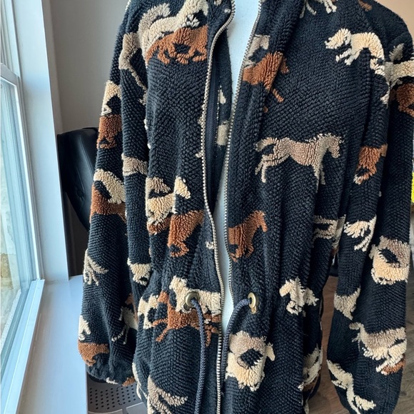 Tsunami Canada Horse Patterned Fleece Jacket VTG - Picture 4 of 8